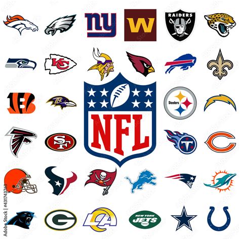 Logo of all national football league teams. NFL team icons. Set all the ...