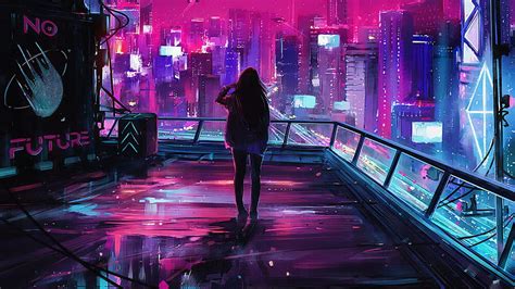 Anime Girl Neon, anime city neon HD wallpaper | Pxfuel