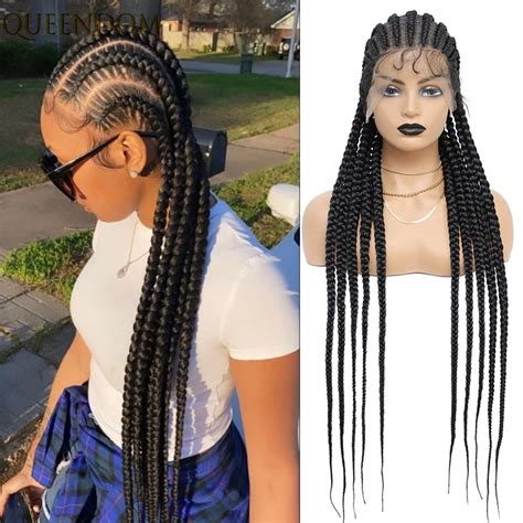 36 Inch 180% Full Lace Cornrow Style Braided Synthetic Wig | Kareemah ...