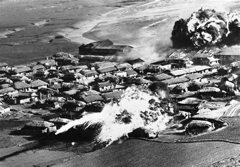 American napalm bombing of a North Korean village in Kangwon province ...