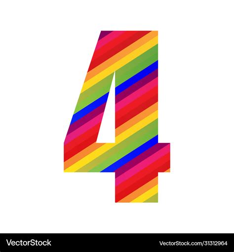 4 number rainbow style numeral digit colorful Vector Image