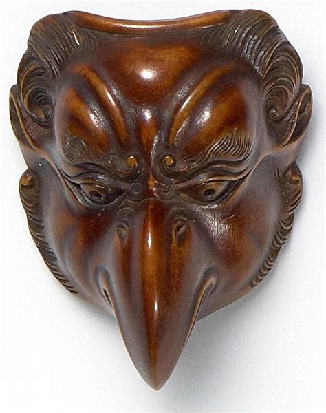 A beautiful Tengu Mask in wood | Маски, Банты на волосы, Резьба по дереву