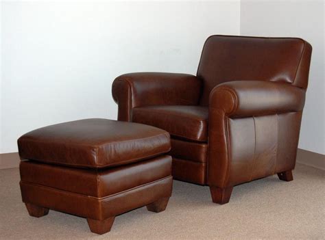 Genuine High End Leather Club Cigar Chair and Ottoman