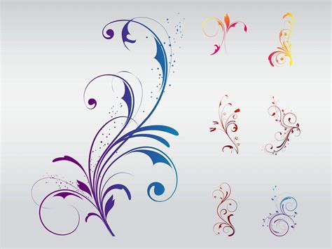 Illustrator design elements with floral scrolls and swirly decorations ...