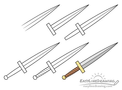 How to Draw a Dagger Step by Step - EasyLineDrawing