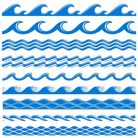 Sea water waves vector seamless borders set By Microvector ...