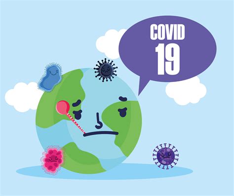 covid 19 coronavirus pandemic, sick world with thermometer cartoon ...