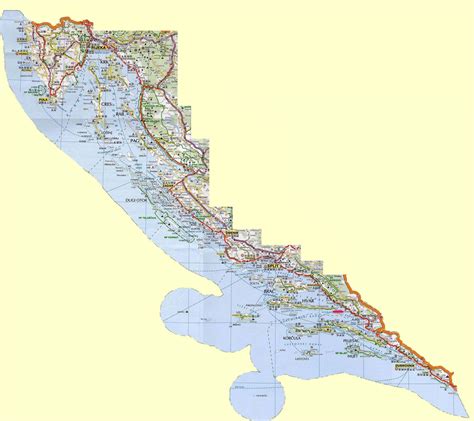 Mapa hrvatske obale - Mapa hrvatski obali i ostrva (Južnoj Europi - Evropi)