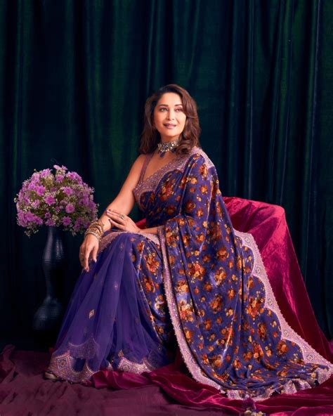 Madhuri Dixit in Rs 1.1 lakh floral saree is the queen of elegance. See ...