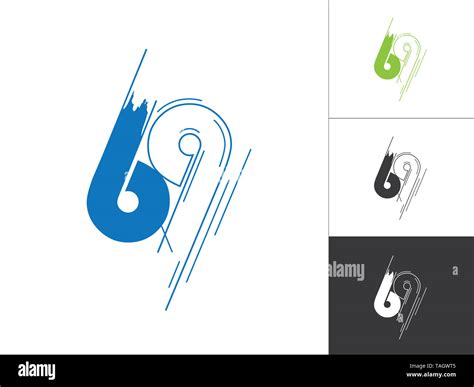 Initial Number 69 Logotype Line Sketch Concept in Vector. Modern Style ...