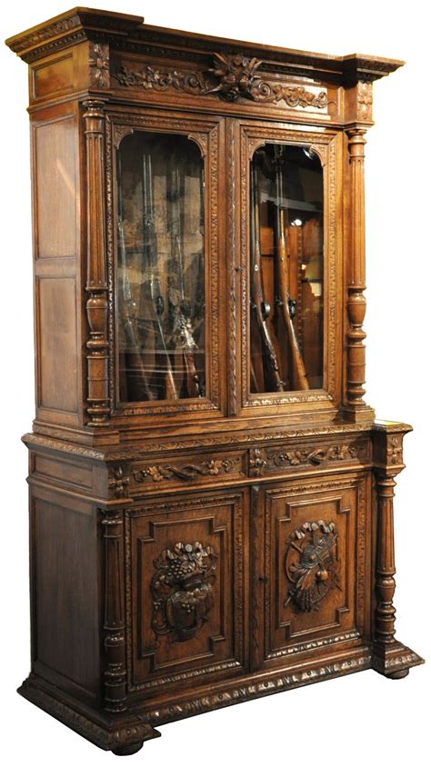 19th C. Carved Gun Cabinet from Normandy at 1stDibs