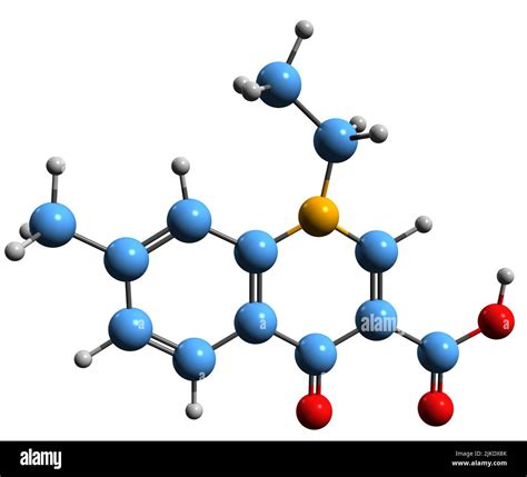 3D image of Nalidixic acid skeletal formula - molecular chemical ...