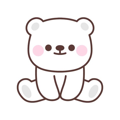 Cute polar bear sitting.Animal cartoon character design.Vector ...