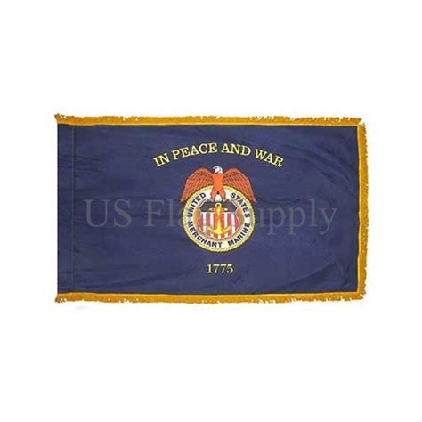 3 x 5 ft. Merchant Marine Flag for indoor display with gold fringe