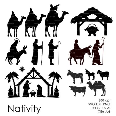 Nativity Scene Silhouette Printable