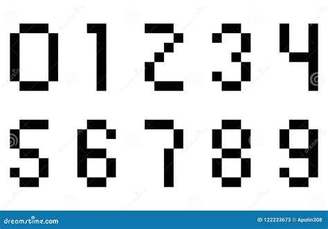 Pixel Numbers Set Isolated Vector. Stock Vector - Illustration of ...