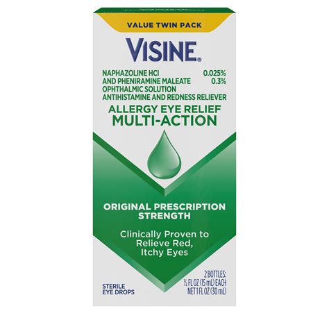 Visine Allergy Relief Multi-Action Eye Drops, 0.5 fl. oz, Pack of 2 ...