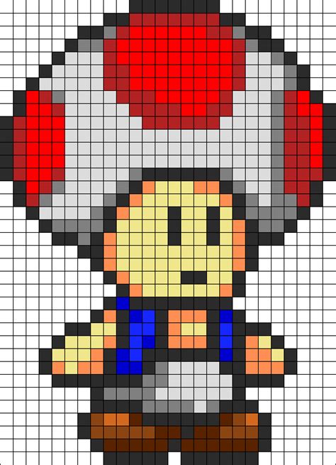 Toad Kandi Pattern | Pixel art personnage, Pixel art, Dessin pixel