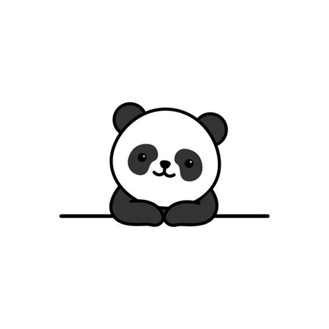 Cute panda leaning on wall cartoon | Cute panda drawing, Panda drawing ...