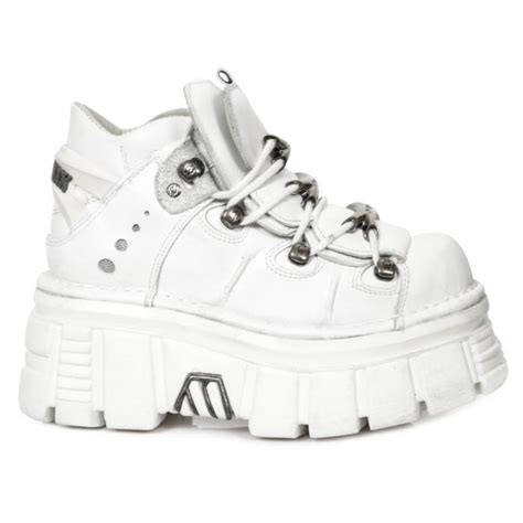 White Napa Leather New Rock Metallic Shoes M.106-S53 • the dark store™