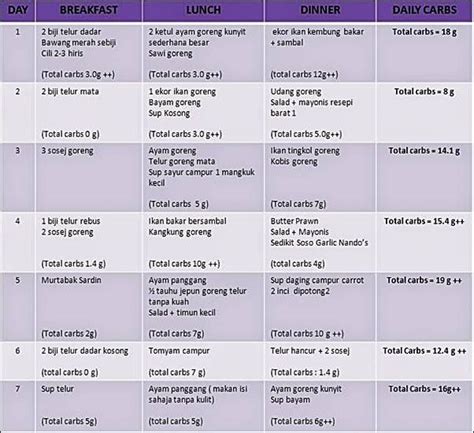 Menu Diet Sihat Seminggu | Blog Sihatimerahjambu | Diet atkins, Diet ...