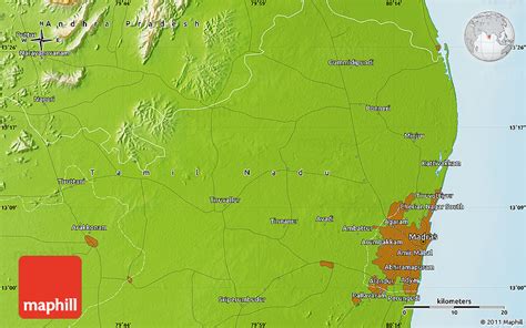 Physical Map of Madras