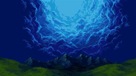 Pixel art lanscape and cloudy sky Social Art, Blue Clouds, Artem ...