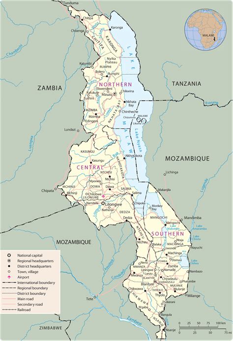 Map of Malawi - Lilongwe - Travel Africa