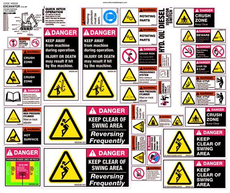 Machinery Sticker Sets Excavator 13-35T 37 Decals per Sheet