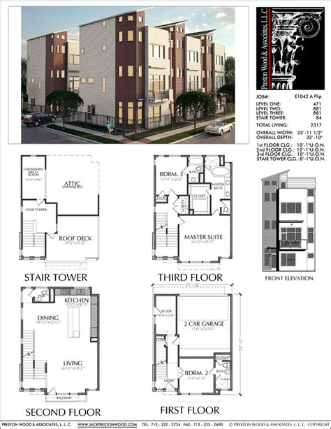 Urban Townhome Floor Plans, Town House Development, Row House Construc ...