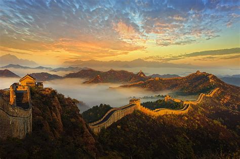 HD wallpaper: Great Wall Of China, landscape, sky, sunset, scenics ...