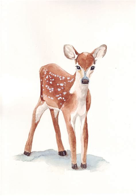 Deer Painting watercolor painting print A4