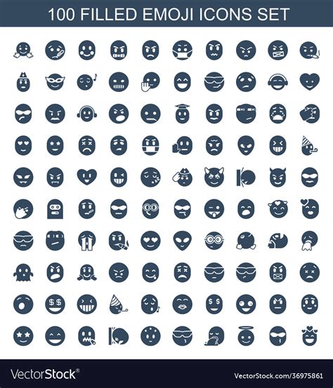 100 emoji icons Royalty Free Vector Image - VectorStock