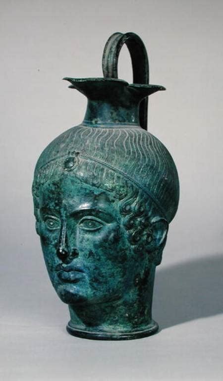 Oinochoe in the form of the head of a yo - Etruscan as art print or ...