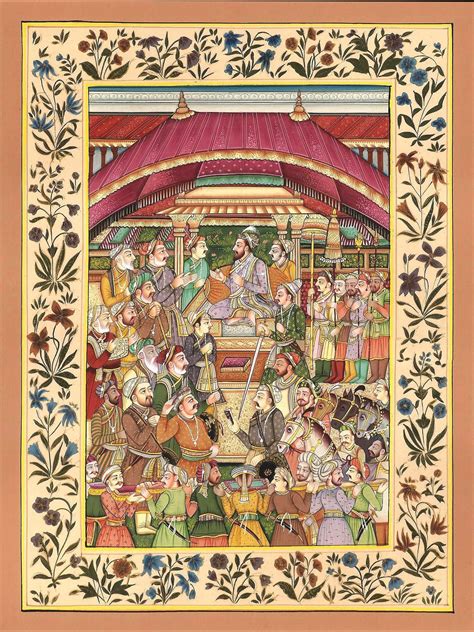 Mughal Empire Miniature Art Handmade Moghul Shah Jahan Padshahnama ...