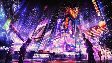 HD wallpaper: night, cyberpunk, futuristic city, artwork, digital art ...