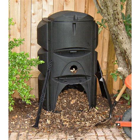 120 Gallon Black Plastic Compost Bin with 3 Composting Chambers