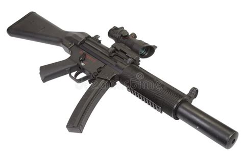 Submachine Gun MP5 with Silencer Stock Image - Image of mp5k, metal ...