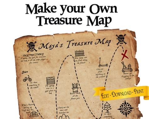 DIY Treasure Map Printable | Templates you can edit and download as ...