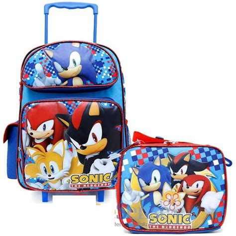 Sonic - Sonic The Hedgehog 16" Large School Roller Backpack Lunch Bag ...