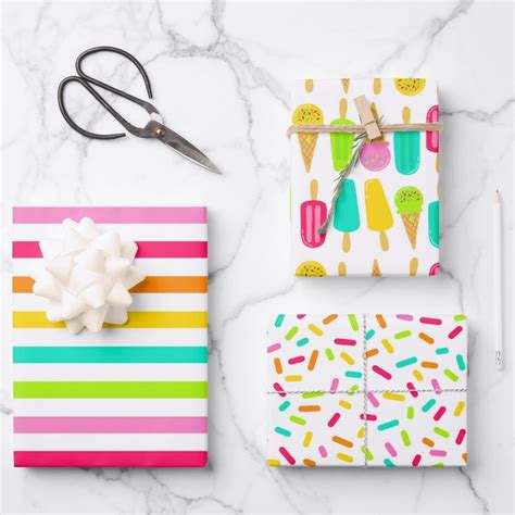 Colorful Sprinkles Ice Cream Wrapping Paper Sheets | Zazzle