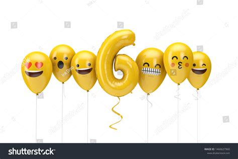 Number 6 Yellow Birthday Emoji Faces: ilustrações stock 1466627960 ...