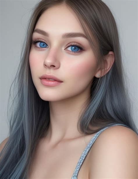 Premium AI Image | a woman with grey hair and blue eyes