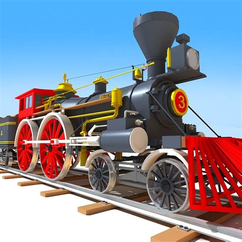 cartoon train 3d model