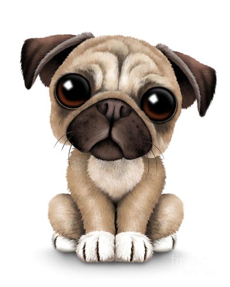 Cute Pug Puppy Dog Digital Art by Jeff Bartels - Fine Art America