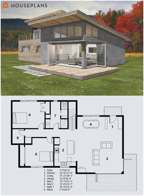 201 Small Shed Roof House Plans 2016 | Modern style house plans, Cabin ...