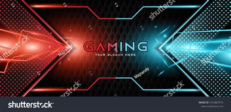 Futuristic Red Blue Abstract Gaming Banner Stock Vector (Royalty Free ...