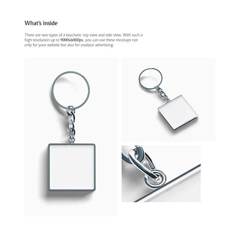 Square Keychain Mockup on Yellow Images Creative Store