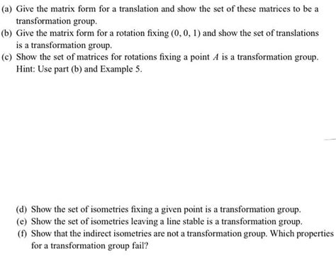 Solved (a) Give the matrix form for a translation and show | Chegg.com