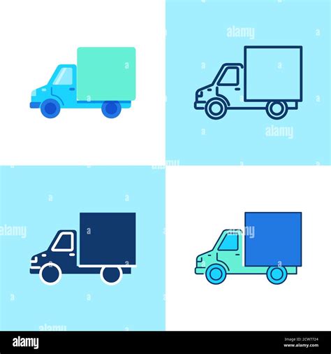 Truck icon set in flat and line style Stock Vector Image & Art - Alamy